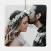 Black & White Newlyweds Mr & Mrs 1 Photo Christmas Keramikornament (Rückseite)