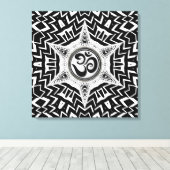 Black+White Om Star Tour Mandala Leinwand (Insitu (Holzboden))