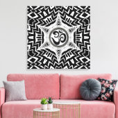 Black+White Om Star Tour Mandala Leinwand (Insitu (Wohnzimmer))