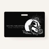 Black White One-legged King Pigeon Yoga Pose Logo Ausweis (Rückseite)