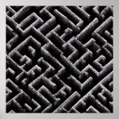 Black & White Optical Illusion Maze Pattern Art Poster (Vorne)