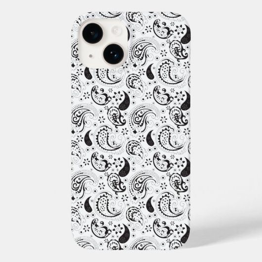 Black & White Paisley Pattern –Elegant Textile Art Case-Mate iPhone Hülle (Rückseite)