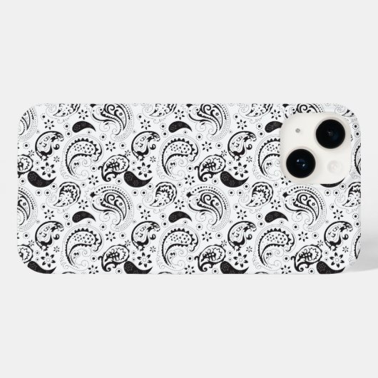 Black & White Paisley Pattern –Elegant Textile Art Case-Mate iPhone Hülle (Rückseite (Horizontal))