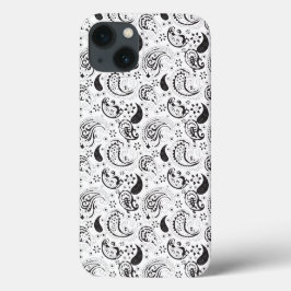 Black & White Paisley Pattern –Elegant Textile Art Case-Mate iPhone Hülle