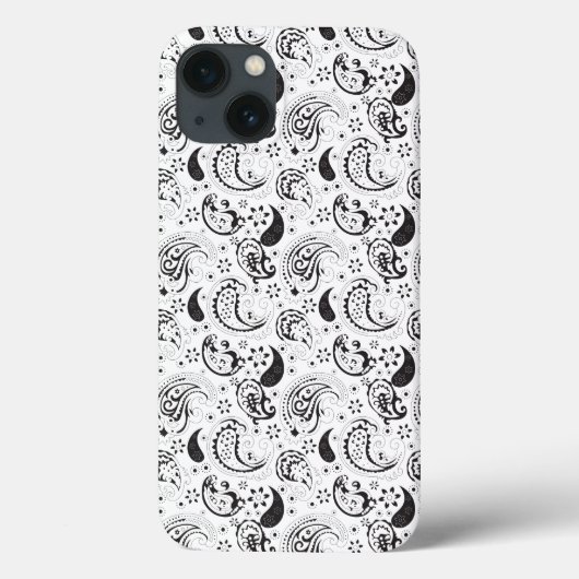 Black & White Paisley Pattern –Elegant Textile Art Case-Mate iPhone Hülle (Rückseite)