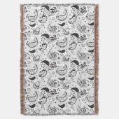 Black & White Paisley Pattern –Elegant Textile Art Decke (Vorderseite Vertikal)