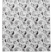 Black & White Paisley Pattern –Elegant Textile Art Duschvorhang (Vorderseite)