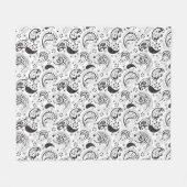 Black & White Paisley Pattern –Elegant Textile Art Fleecedecke (Vorderseite (Horizontal))