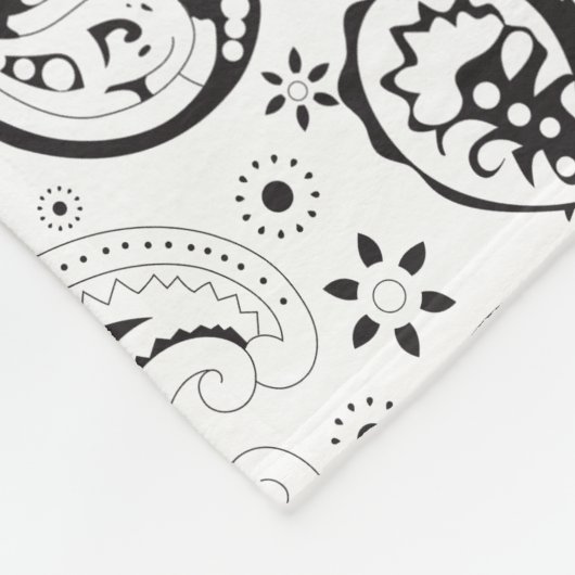 Black & White Paisley Pattern –Elegant Textile Art Fleecedecke (Ecke)