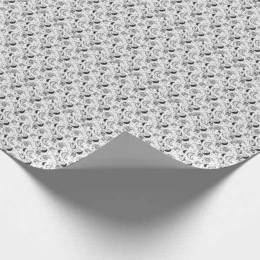 Black & White Paisley Pattern –Elegant Textile Art Geschenkpapier (Ecke)