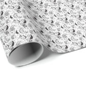 Black & White Paisley Pattern –Elegant Textile Art Geschenkpapier (Rolleneckpunkt)