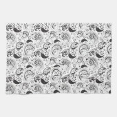 Black & White Paisley Pattern –Elegant Textile Art Geschirrtuch (Horizontal)