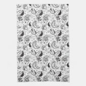 Black & White Paisley Pattern –Elegant Textile Art Geschirrtuch (Vertikal)