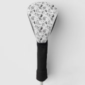 Black & White Paisley Pattern –Elegant Textile Art Golf Headcover (Vorderseite)