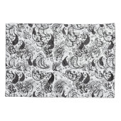 Black & White Paisley Pattern –Elegant Textile Art Kissenbezug (Rückseite)