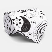 Black & White Paisley Pattern –Elegant Textile Art Krawatte (Gerollt)