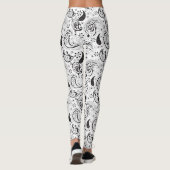 Black & White Paisley Pattern –Elegant Textile Art Leggings (Rückseite)