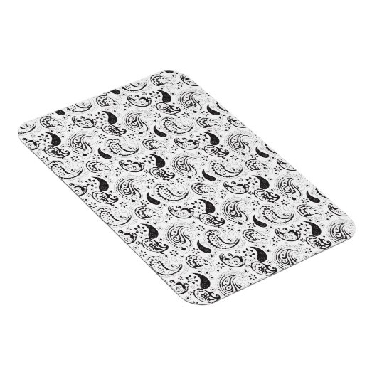 Black & White Paisley Pattern –Elegant Textile Art Magnet (Rechte Seite)