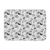 Black & White Paisley Pattern –Elegant Textile Art Magnet (Horizontal)