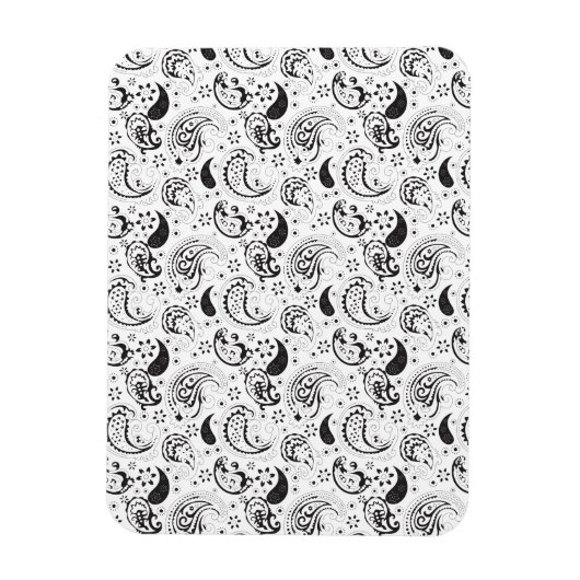 Black & White Paisley Pattern –Elegant Textile Art Magnet (Vertikal)