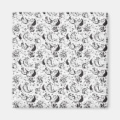 Black & White Paisley Pattern –Elegant Textile Art Magnet (Vorne)