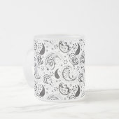 Black & White Paisley Pattern –Elegant Textile Art Mattglastasse (Vorderseite Links)