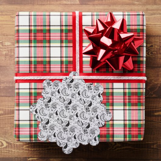 Black & White Paisley Pattern –Elegant Textile Art Ornament Karte (Insitu (Geschenk))