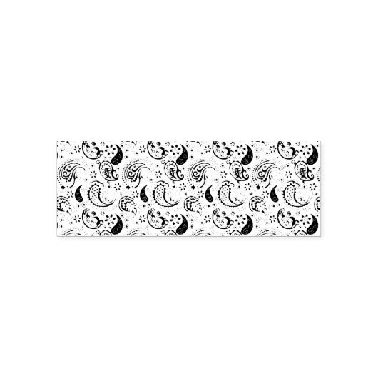 Black & White Paisley Pattern –Elegant Textile Art Permastempel (Design)