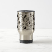 Black & White Paisley Pattern –Elegant Textile Art Reisebecher (Mittel)