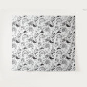 Black & White Paisley Pattern –Elegant Textile Art Wandteppich (Vorderseite (Horizontal))