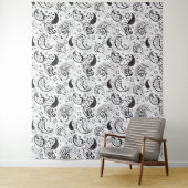Black & White Paisley Pattern –Elegant Textile Art Wandteppich (Beispiel)