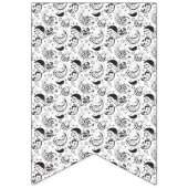 Black & White Paisley Pattern –Elegant Textile Art Wimpelkette (Erste Fahne)