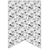 Black & White Paisley Pattern –Elegant Textile Art Wimpelkette (Dritte Fahne)