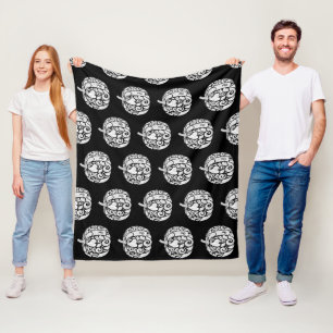 Black & White Paisley Pumpkin Fleece Blanket