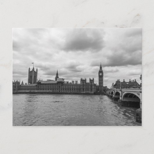 Black & White Palace of Westminster London Travel Postkarte (Vorderseite)