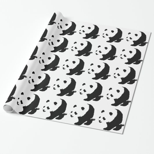 Black & White Panda Art Weihnachtswrapping Paper Geschenkpapier (Ungerollt)