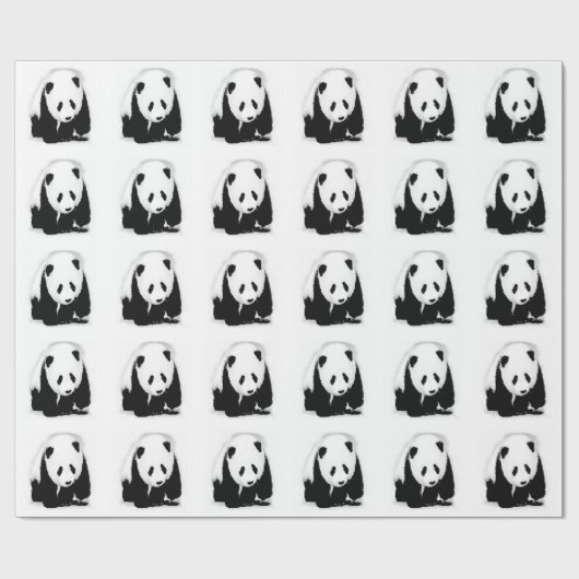 Black & White Panda Geschenkpapier (Flach)