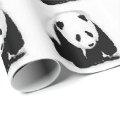 Black & White Panda Weihnachtswrapping Paper Geschenkpapier (Rolleneckpunkt)