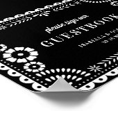 Black & White Papado Picado Wedding Gästebuchunter Poster (Ecke)
