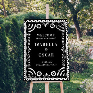 Black & White Papel Picado Hochzeitszeichen Poster