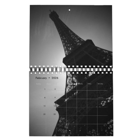 Black & White Paris Eiffel Tower Kalender (Feb 2026)