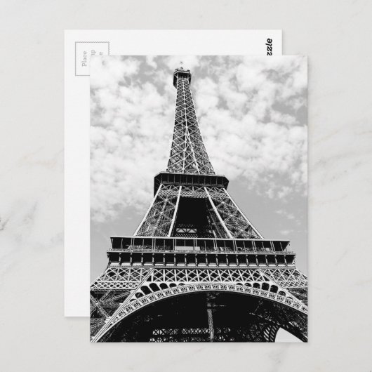 Black & White Paris Eiffel Tower Postkarte (Vorne/Hinten)