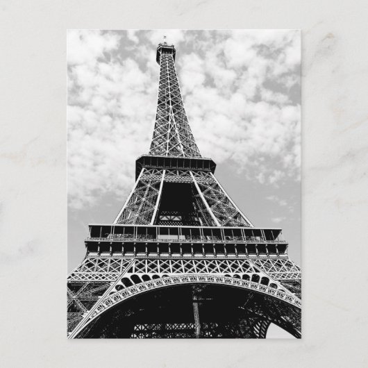 Black & White Paris Eiffel Tower Postkarte (Vorderseite)