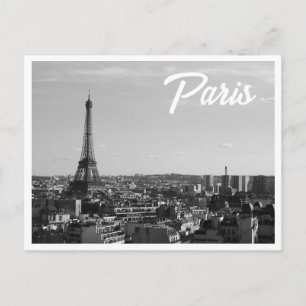Black & White Paris Foto Eiffel Tower Skyline Postkarte