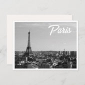 Black & White Paris Foto Eiffel Tower Skyline Postkarte (Vorne/Hinten)