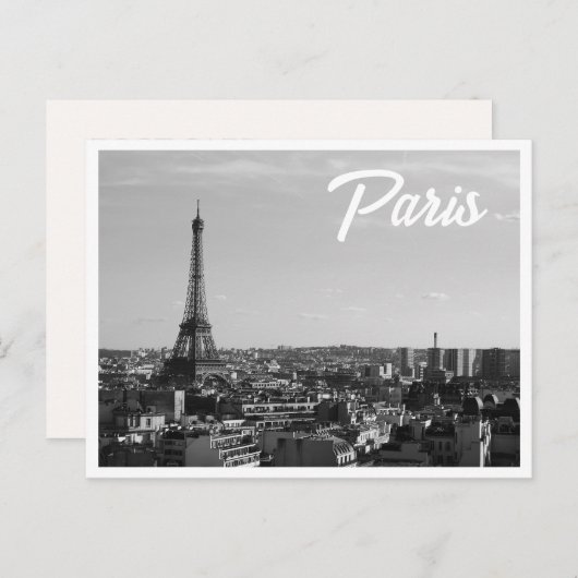 Black & White Paris Foto Eiffel Tower Skyline Postkarte (Vorne/Hinten)