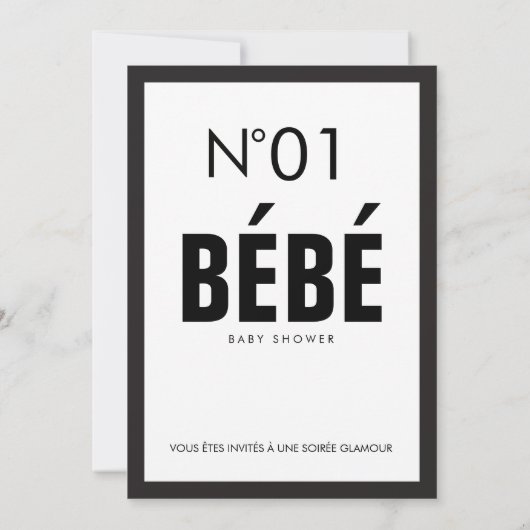 Black & White Paris Französisches Thema BABY SHOWE Einladung (Rückseite)
