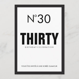 Black & White PARIS Thema 30. Geburtstag Party Einladung