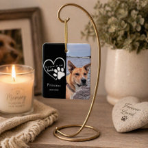 Black White Paw Print Pet Memory Photo Keepsake