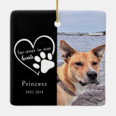 Black White Paw Print Pet Memory Photo Keepsake Keramikornament (Rückseite)